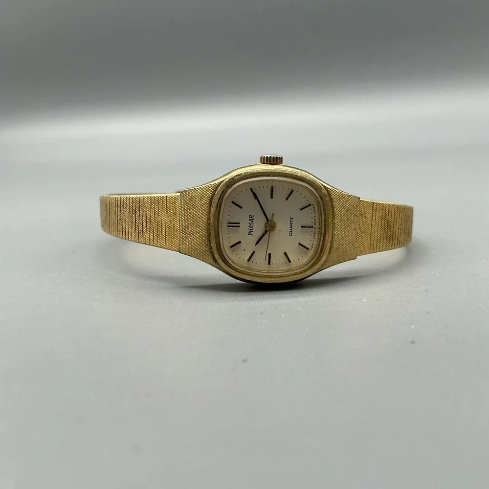 Vintage Phasar Womens Watch 18mm Cream Dial Gold Tone W231-5200 New Battery 7